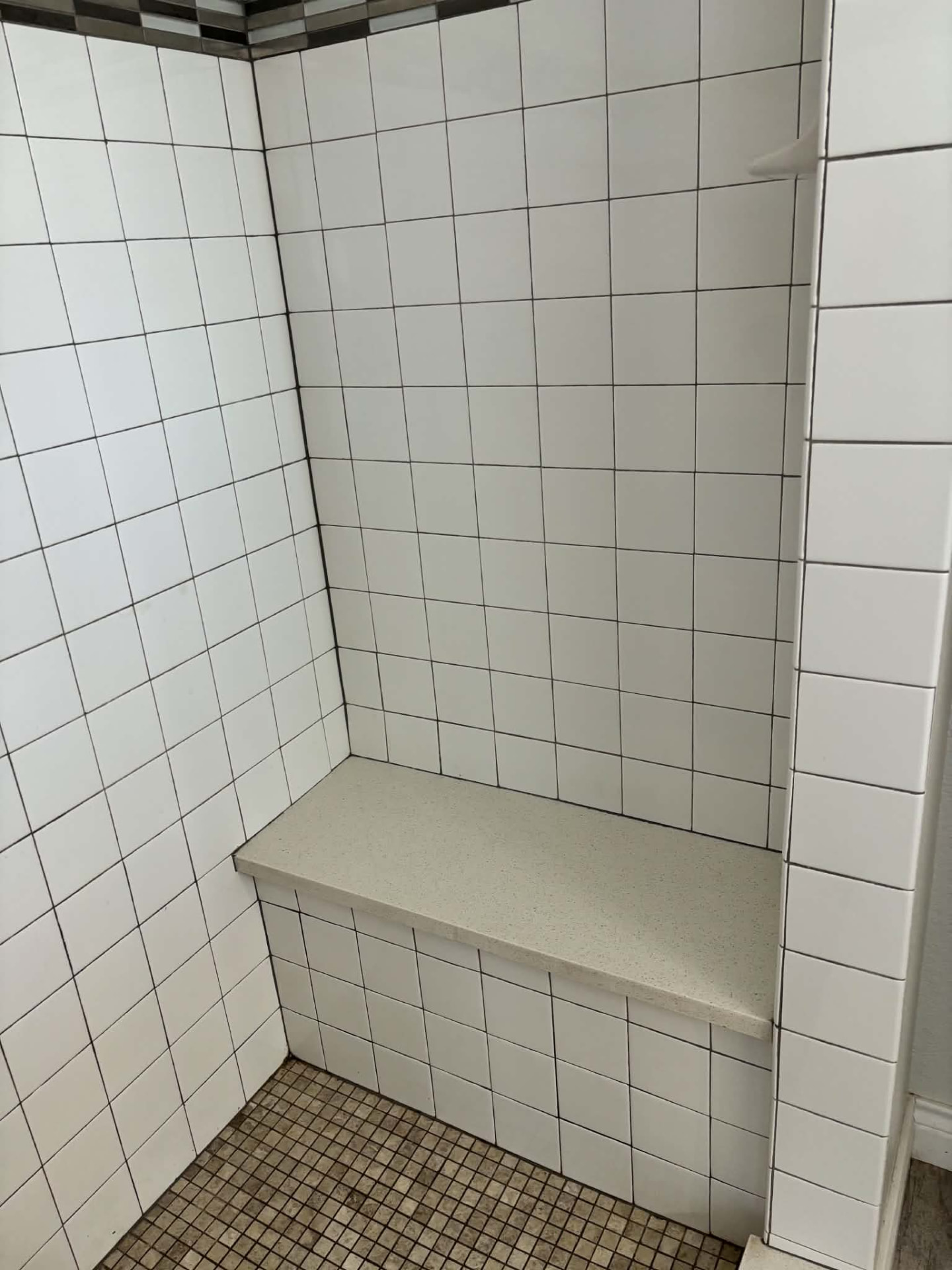 Shower bench & shelves after cleaning