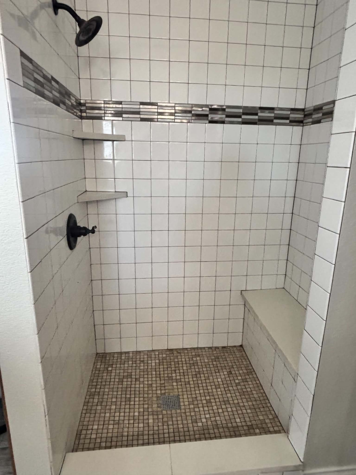 Shower deep clean — tile & grout before cleaning